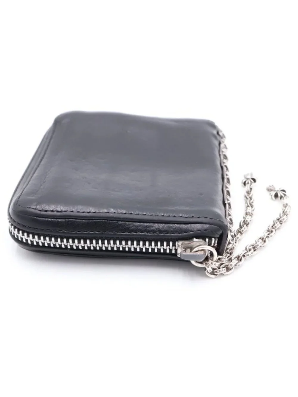 Chrome Hearts 3 Side Zip Studs Leather Wallet Black